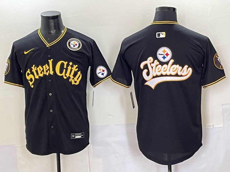 Men 2025 Nike Pittsburgh Steelers Blank Black Limited NFL Jersey style 0056->pittsburgh steelers->NFL Jersey